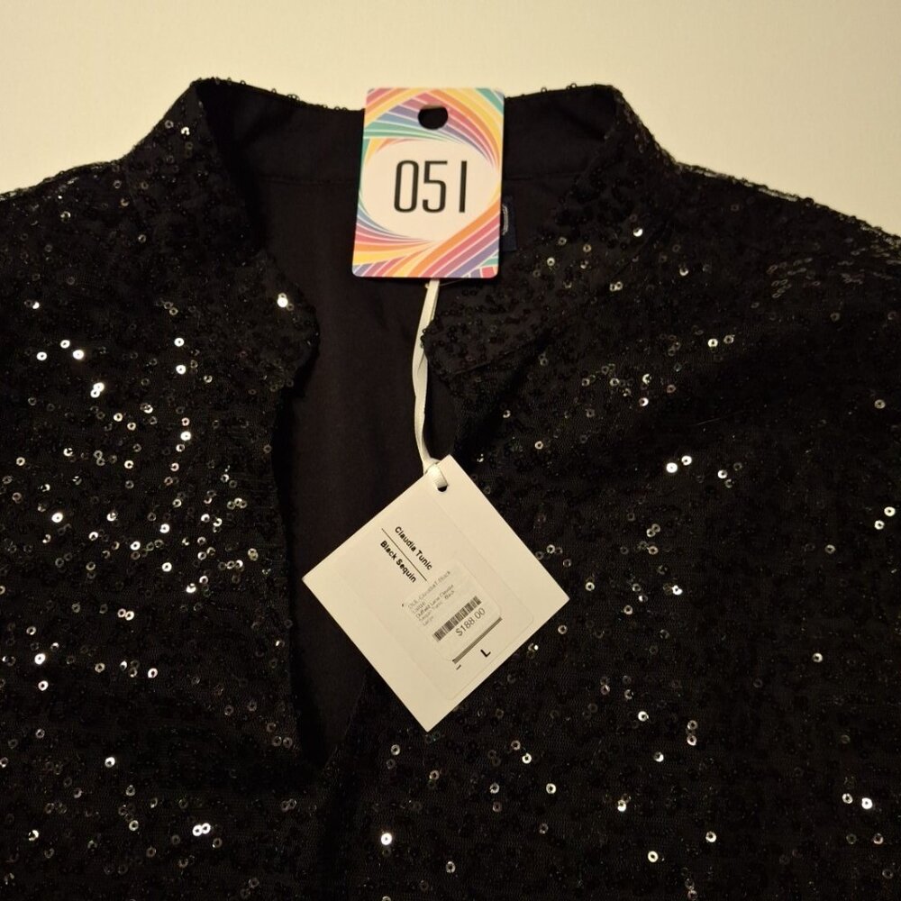 Duffield Lane Black Sequin Claudia Tunic Long Sleeve Women's Size Large - Picture 10 of 10